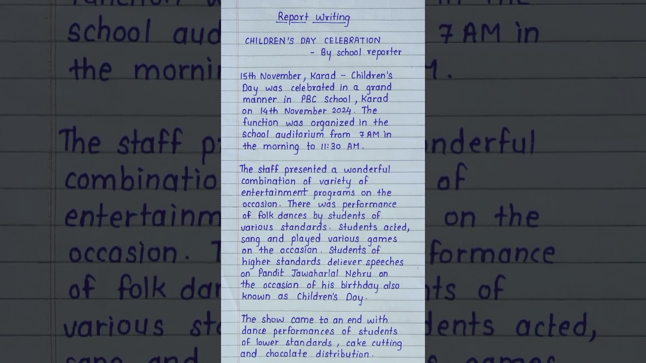 Report Writing ✍️ | Children's day | #reportwriting #childrensday #shorts