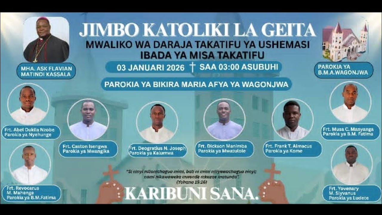 IBADA YA KUWATEUWA MASHEMASI WATARAJIWA YAFANYIKA PAROKI YA BIKIRA MARIA AFYA YA WAGONJWA SENGEREMA 