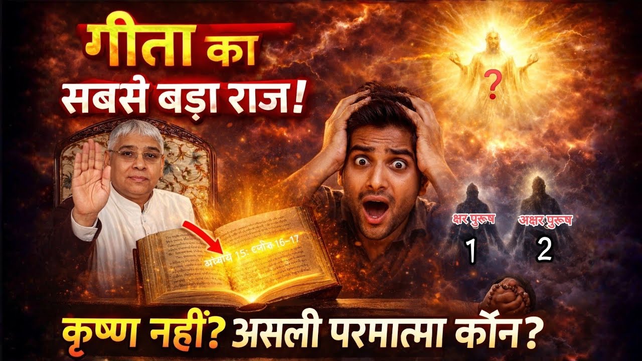 गीता का सबसे बड़ा राज! कृष्ण नहीं हैं परमात्मा? असली सत्य उजागर !! sant rampal ji maharaj । Gita ji