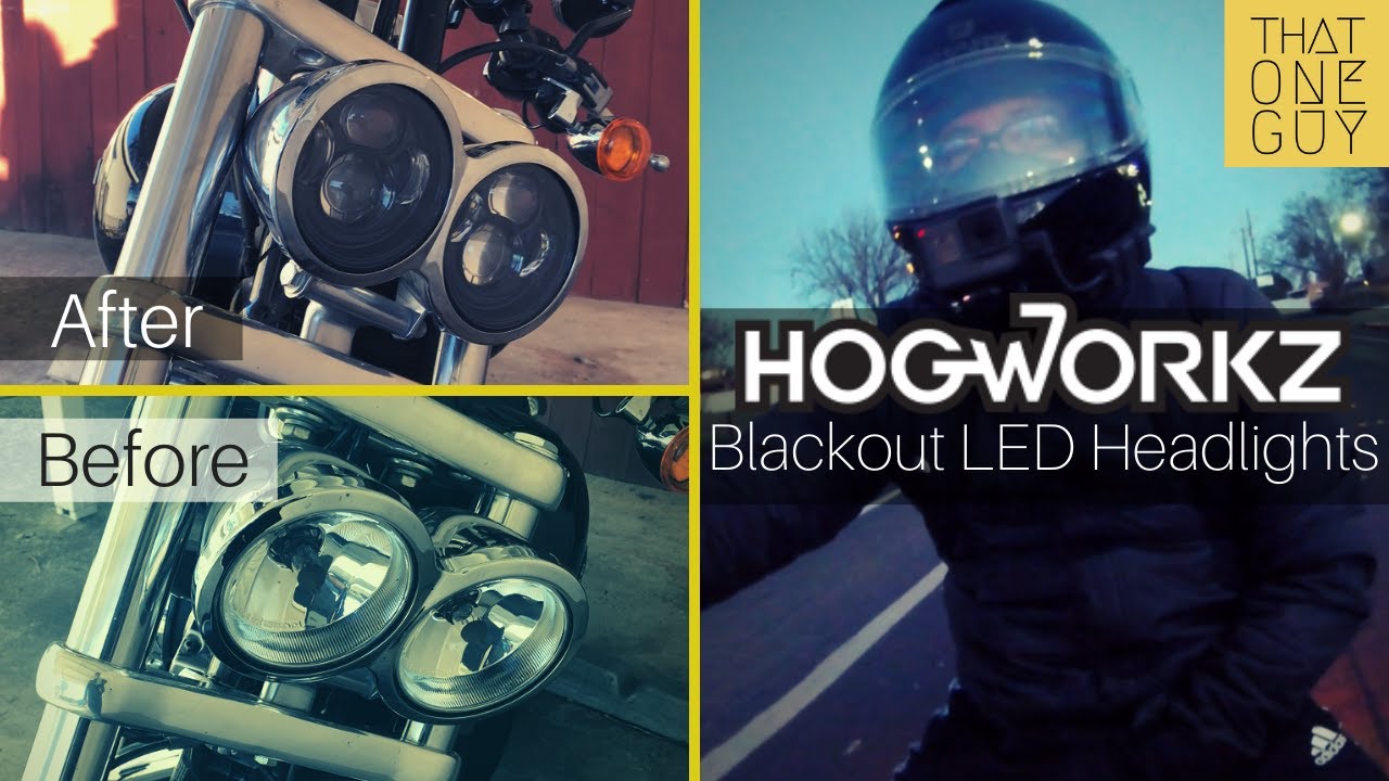 Светодиодная фара Hogworkz Blackout 4,65 дюйма &mdash; распаковка, установка и сравнение &mdash; мод Fat Bob №10
