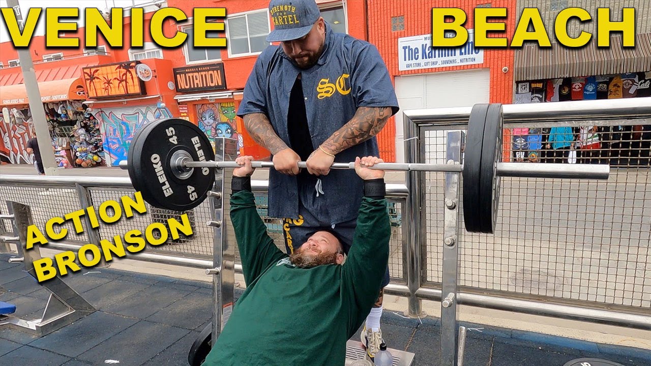 PUMPING IRON AT MUSCLE BEACH WITH ACTION BRONSON