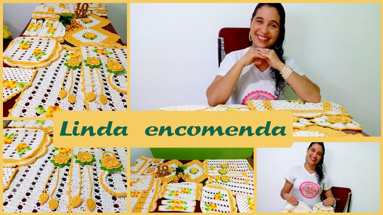Fiz um lindo jogo de cozinha 12 peças 🌻❤#vlogdecrochê