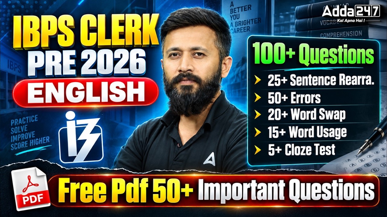 IBPS Clerk Pre 2026 English Preparation | 100+ Most Important Questions & Free PDF