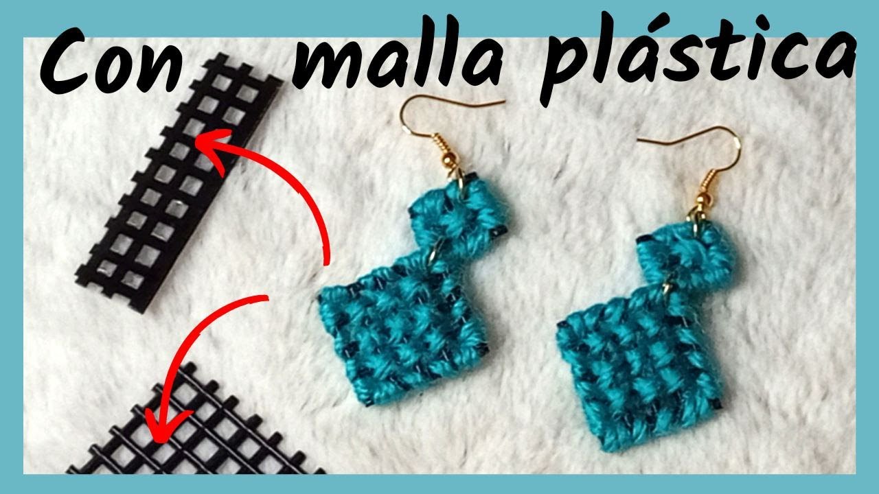 ¡En MINUTOS! 💫CREA hermosos ARETES o pendientes con MALLA PLÁSTICA y estambre