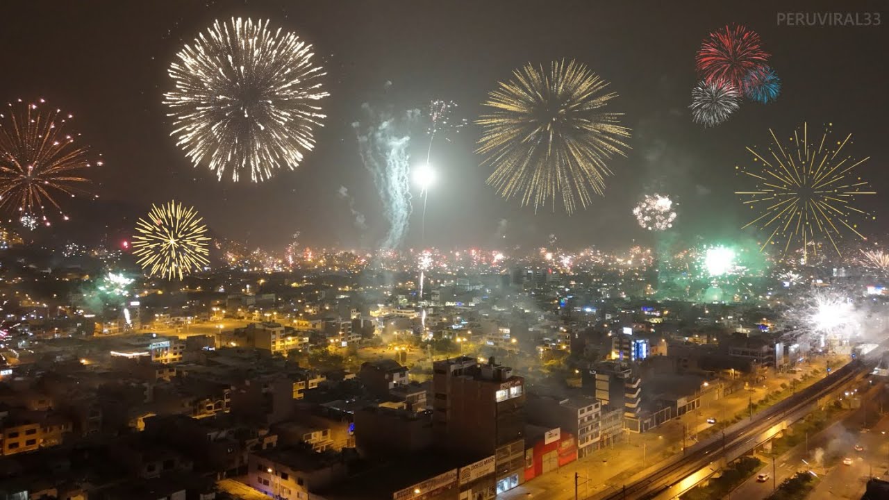 Año Nuevo 2025 4k Desde Dron San Juan De Lurigancho - Lima / Amazing Firewors Christmas in Lima Peru
