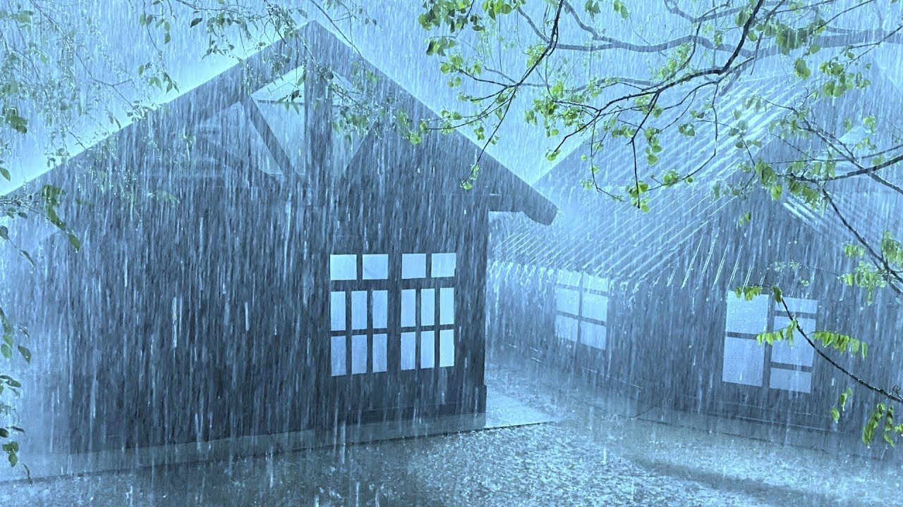Sleeping Deeply Under the Cover of Heavy Rain & Powerful Thunder on the Old Metal Roof at Night