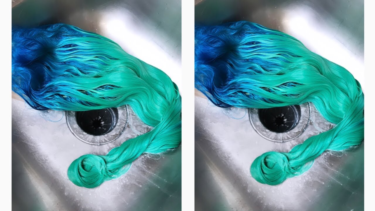 HOW TO MERMAID OMBRÉ IN *2MINS*| WATERCOLOR METHOD| BLUE & GREEN HAIR ON A FRONTAL WIG