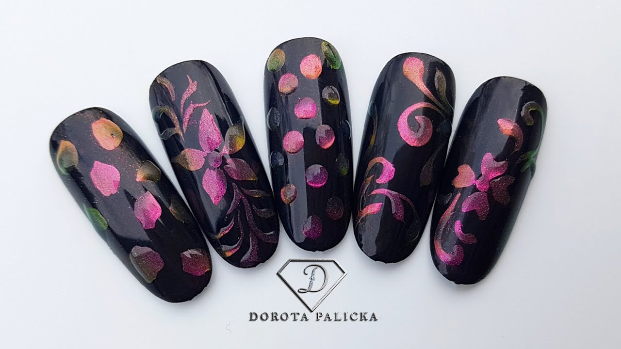 Chrome pigment nail art. Easy gel nail art for beginners with chrome pigment. Nail art compilation