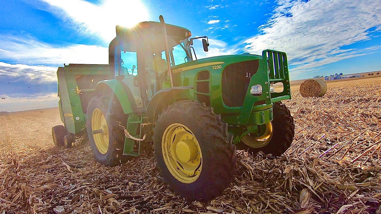 Making Cornstalk Bales | Chopping, Raking, Baling and Hauling