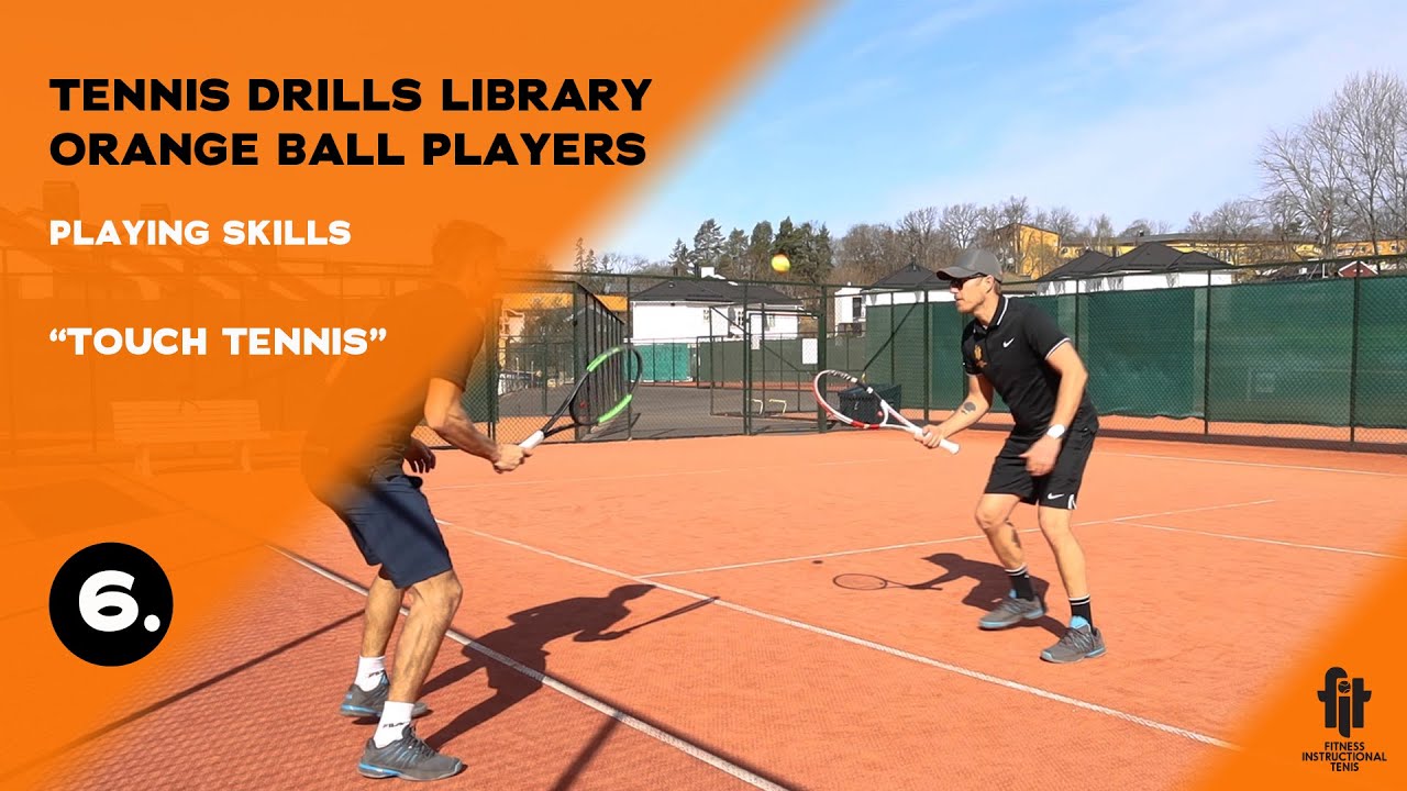 Orange ball players drills and exercises: TOUCH TENNIS-MOVING SIDEWAYS
