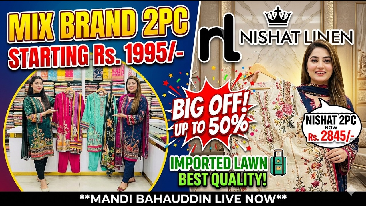 Mix brand 2pc, Nishat 2pc, Imported lawn in big off 03016153280