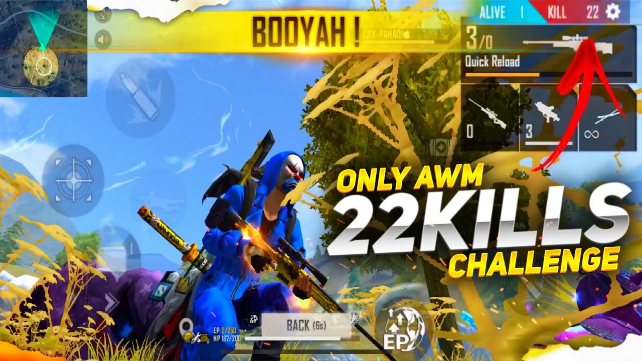 ONLY AWM CHALLENGE 22 KILLS - GARENA FREE FIRE