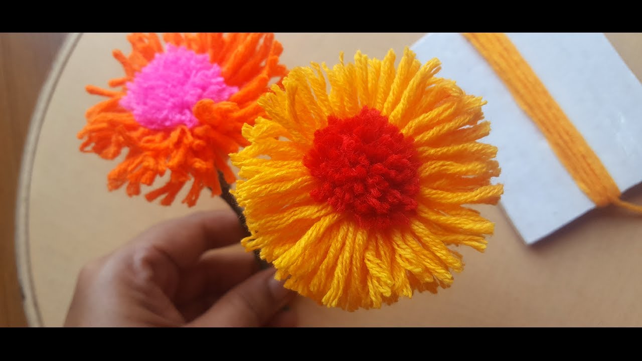 Hand Embroidery Amazing Trick   Easy Woolen Sunflower Making Idea   Wool Design