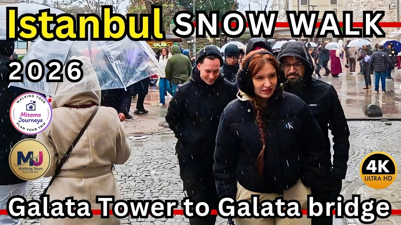 Walking Istanbul in Heavy Snow: Galata Tower & Bosphorus Views (Jan 2026)