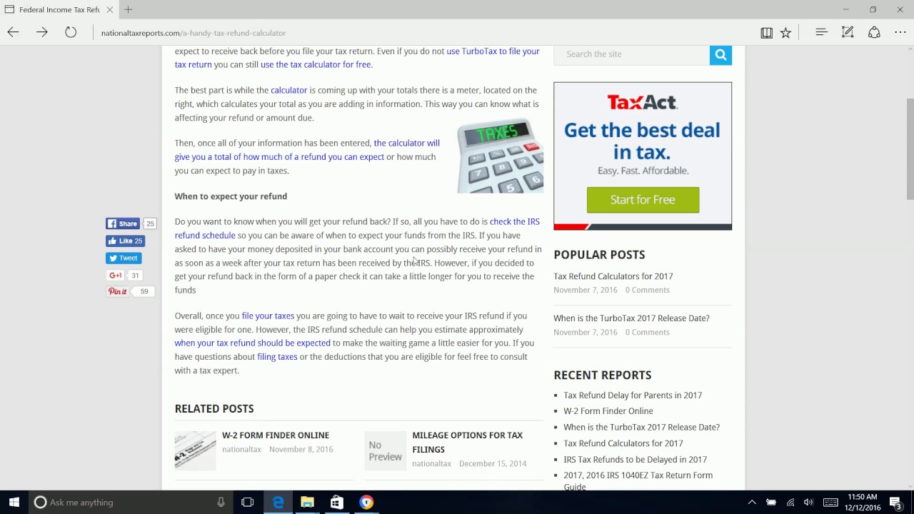 Federal Income Tax Refund Calculator