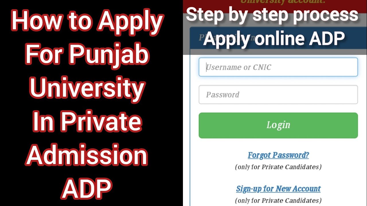 How to Apply PU Private ADP admission 2025 :: ADP | ADC  Punjab University Admission 2025