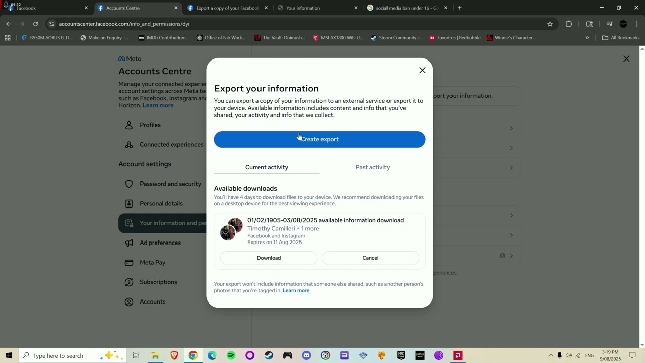 Backup your PHOTOS before December - Facebook and Instagram