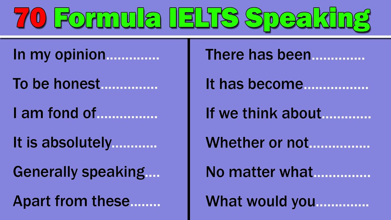 70 Most Commonly Used Sentence Patterns in IELTS Speaking