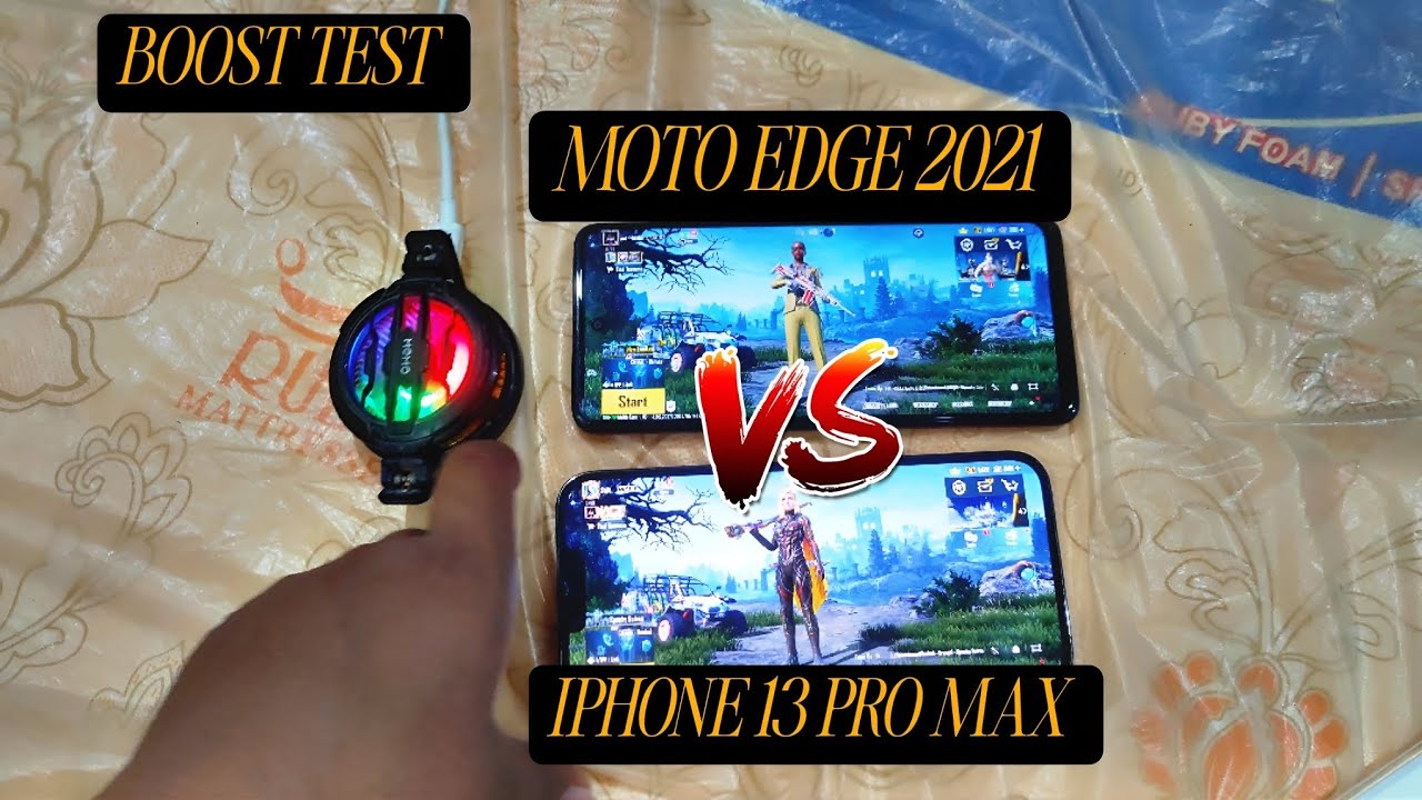 IPHONE 13 PRO MAX VS MOTO EDGE 2021 PUBG BOOST TEST ||Android vs iphone pubg test