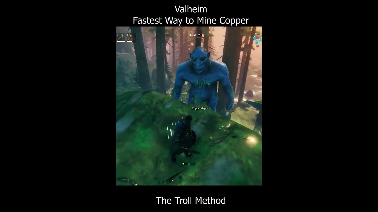 Valheim - Fastest Way to Mine Copper - The Troll Method #shorts #valheim