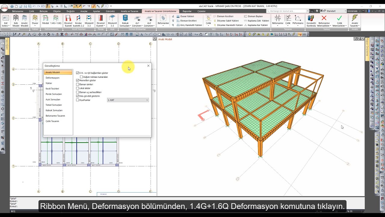 ideCAD Statik | Analiz Modelini İnceleyin - ideCAD Yapı Bilgi Modellemesi