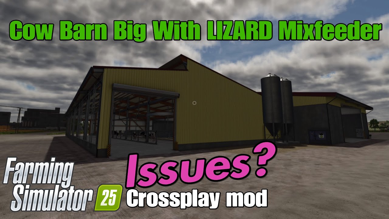 Cow Barn Big With LIZARD Mixfeeder / FS25 Crossplay mod