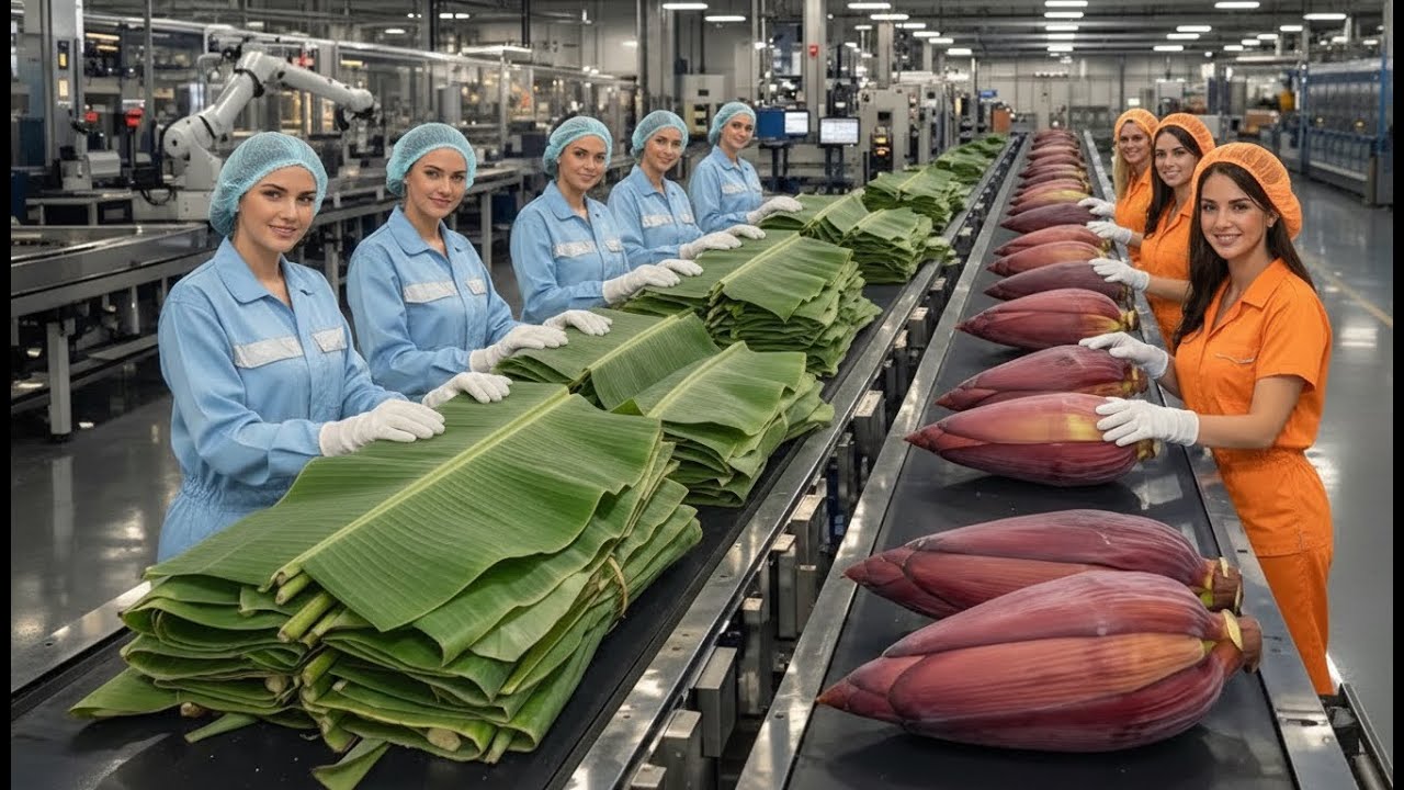 Inside the World's Largest Banana Leaf Factory: Massive Industrial Automation 🌿🏭