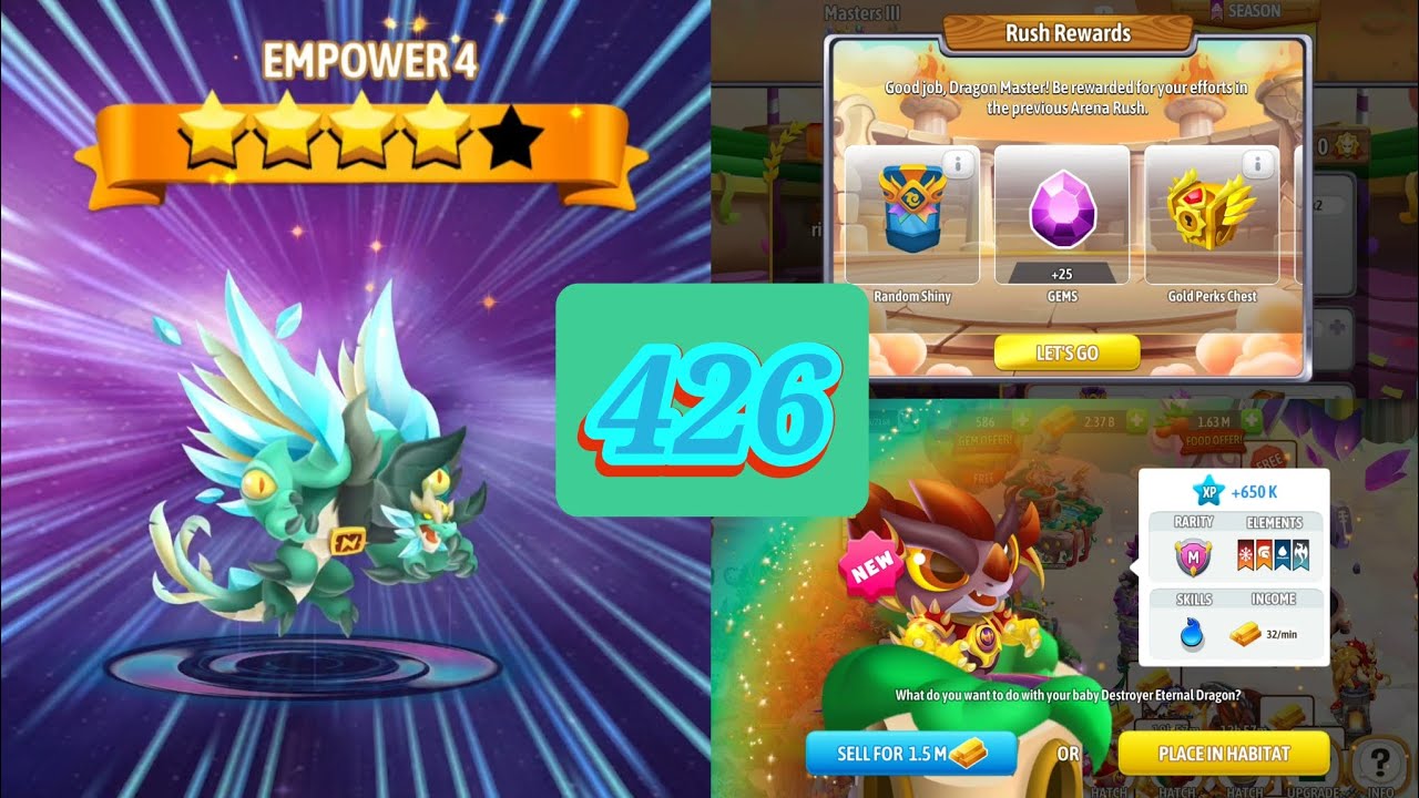 Dragon city Season10: The Baron Doom Mark Gameplay Part426 Empower 4 Hailing evader/Hatch M Eternal