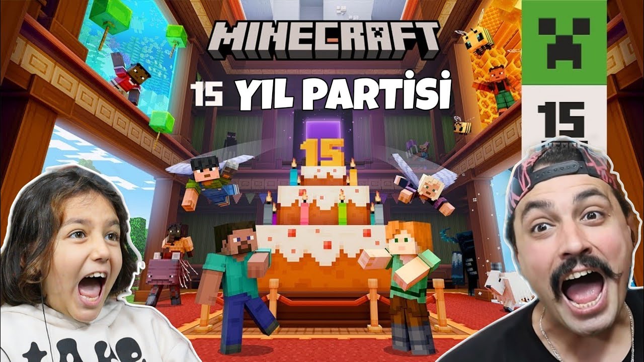 MİNECRAFT 15.YIL ÖZEL DOĞUM GÜNÜ PARTİSİNE KATILDIK  😄 Minecraft 15. Yıl Dönümü Haritası