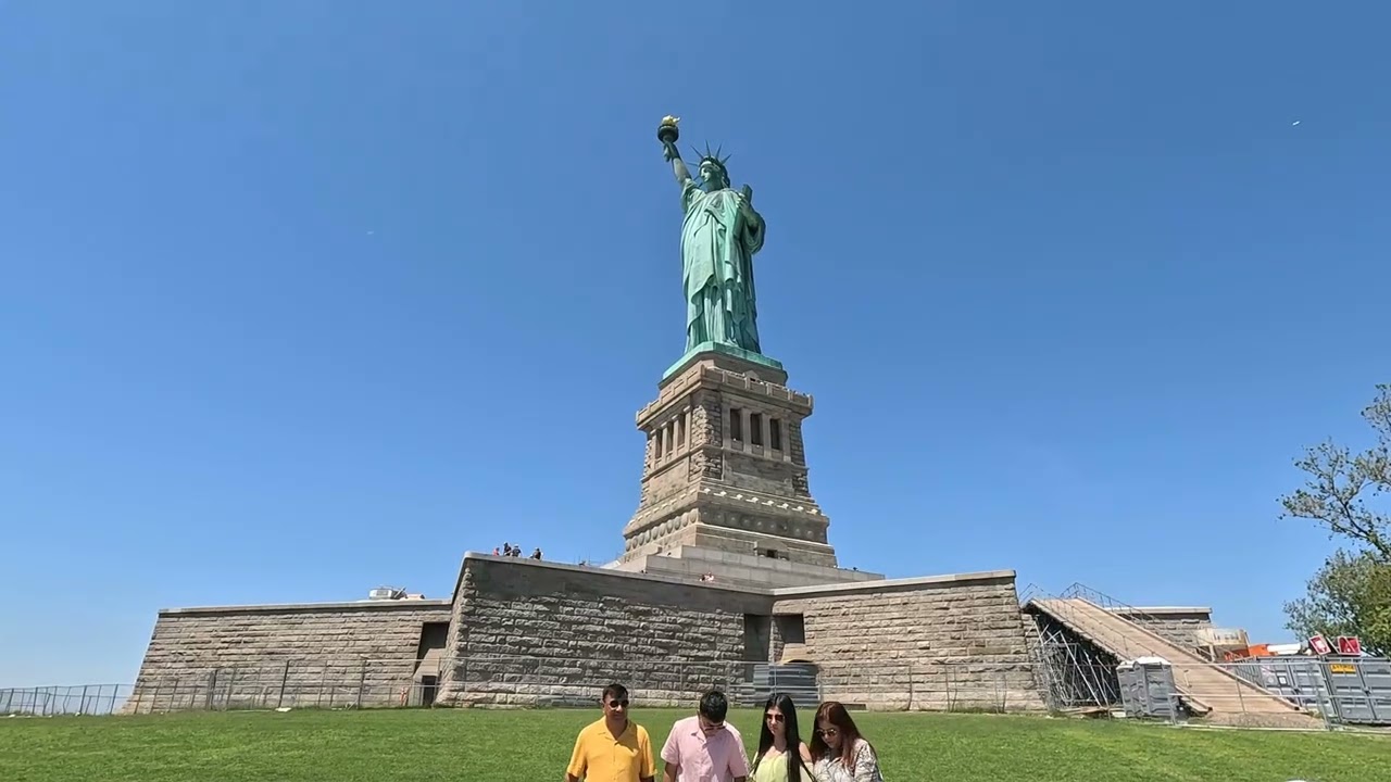 Walking on Liberty Island in New York City USA