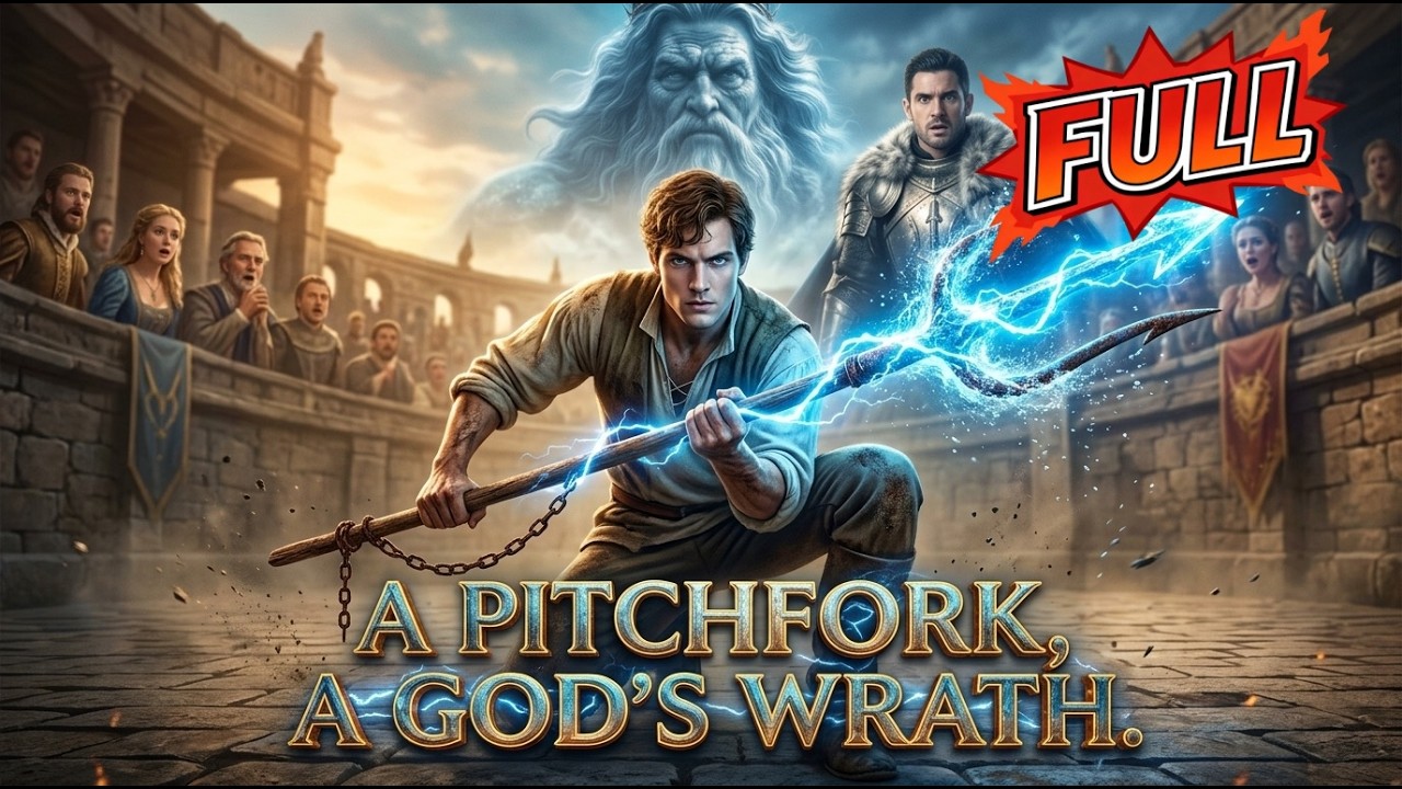 The lowly farmer enters trial with a rusty pitchfork! Turns out he is the son of Sea God!