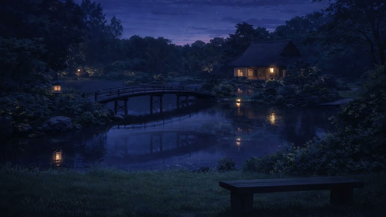 Nature Sounds for Relaxing | Japanese Garden at Dusk (1 Hour)