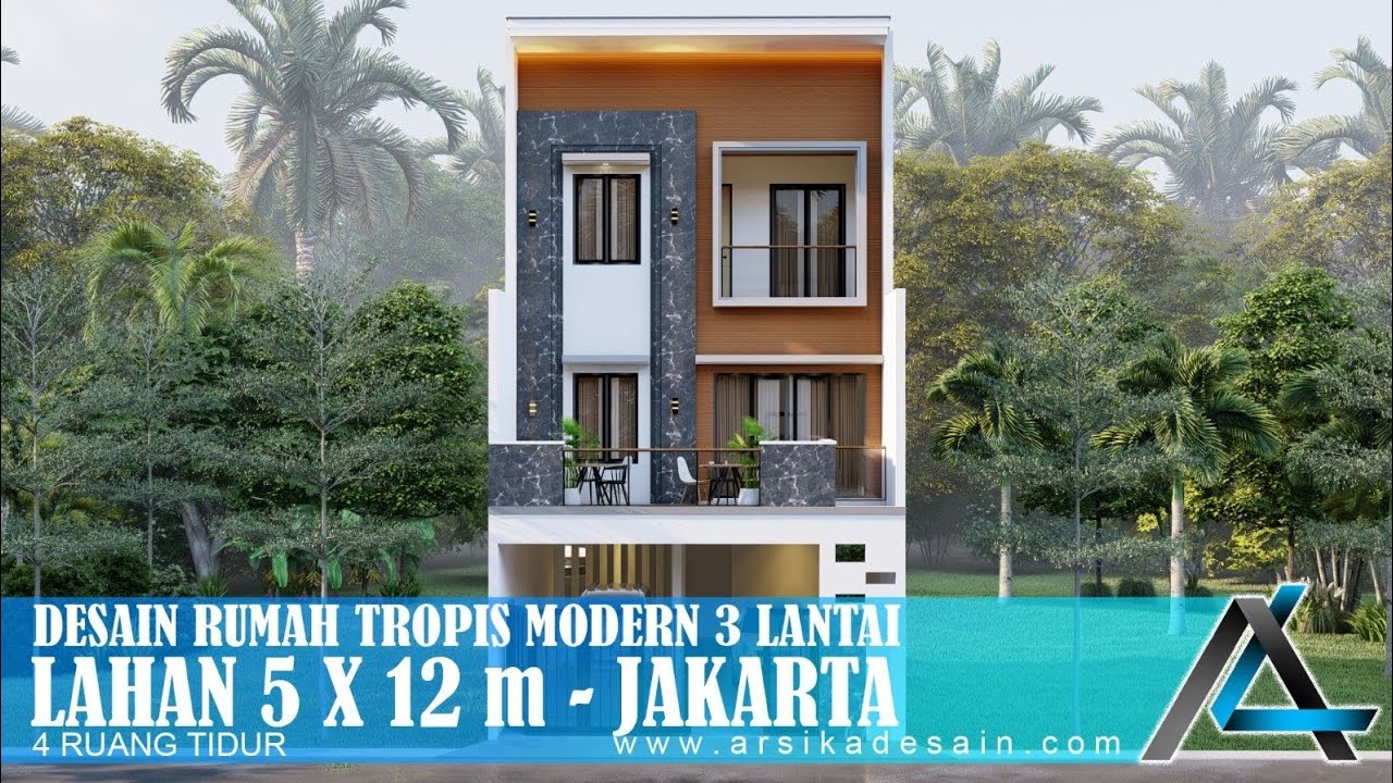 DESAIN RUMAH 5 X 12 METER I JAKARTA- RUMAH TROPIS MODERN #rumah 5 x12 meter #arsikajakarta