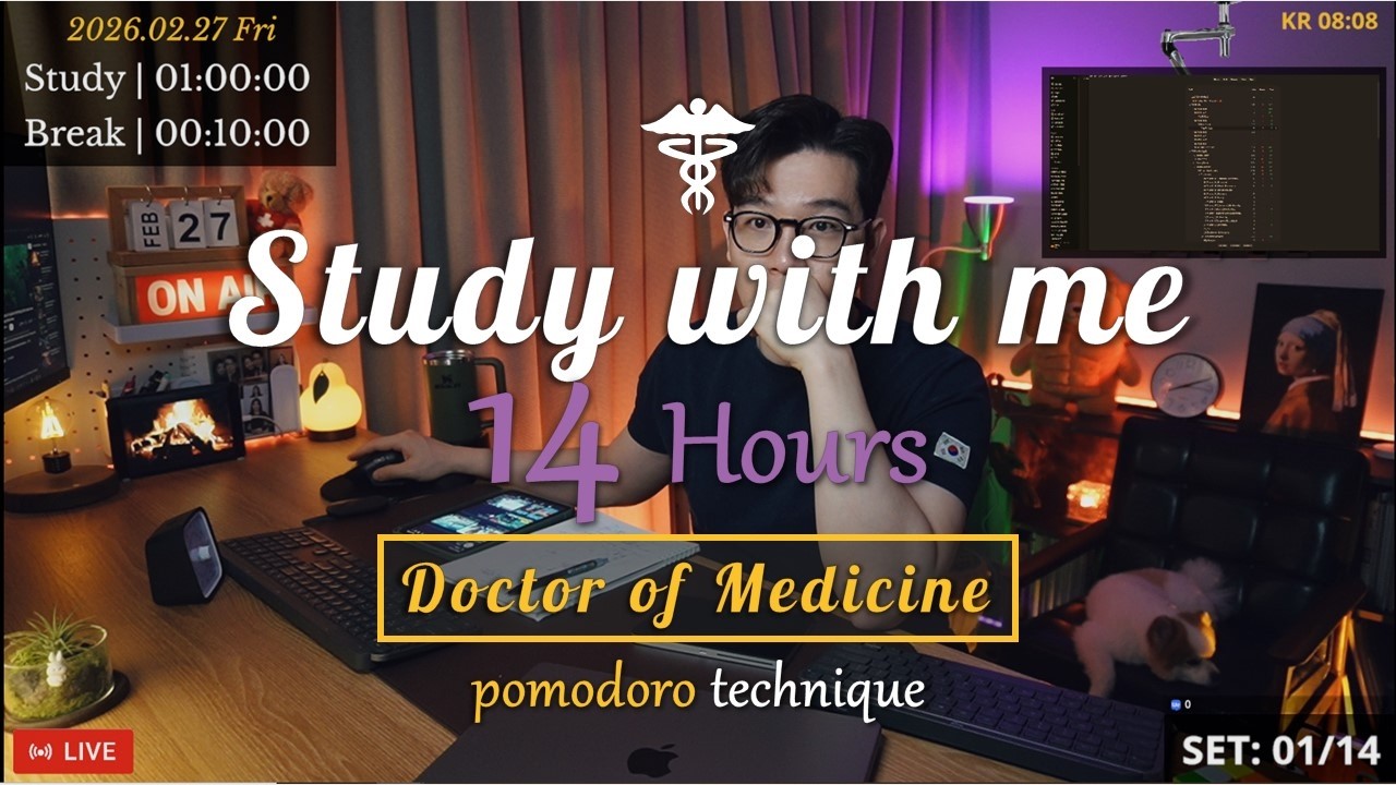 (26.02.27.FRI) Study with me 👨🏻‍⚕️| 14 Hrs | Pomodoro | 🩺USMLE | 🔥ASMR | SeewhY