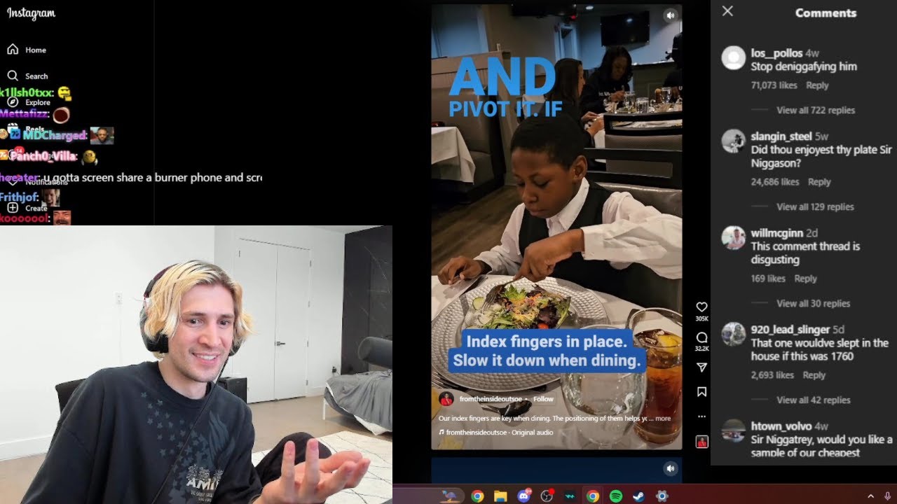 xQc сожалеет, что прочитал комментарии в Instagram Reels