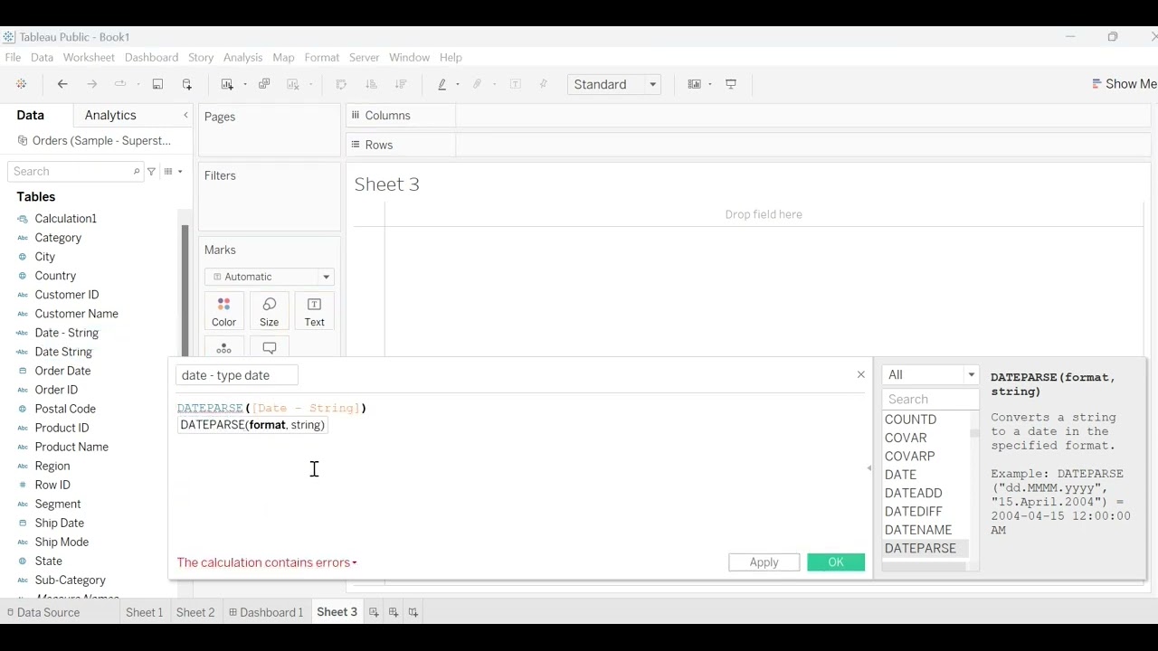 How to convert String into Date Tableau