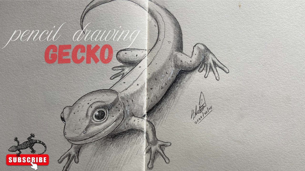 🦎Gecko Pencil Drawing | Realistic Lizard Sketch Step by Step