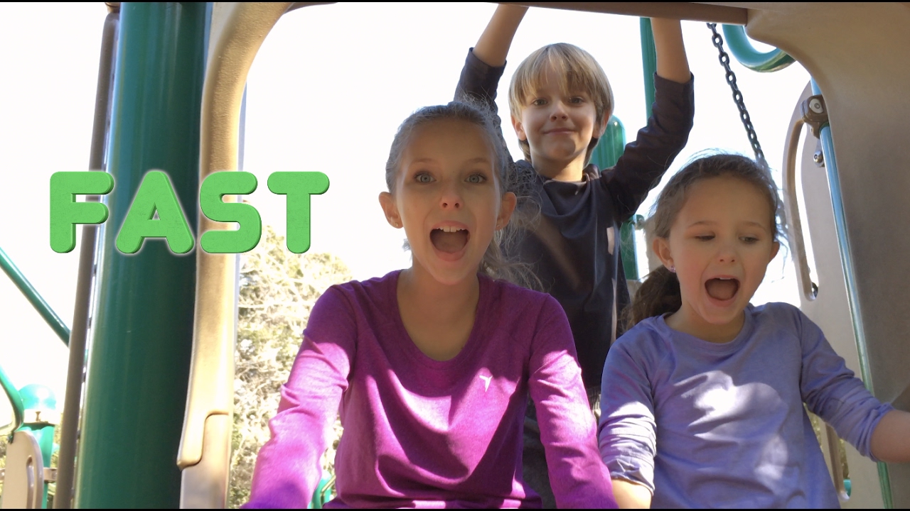 Learn English Words! Opposites playground slide with Sign Post Kids!