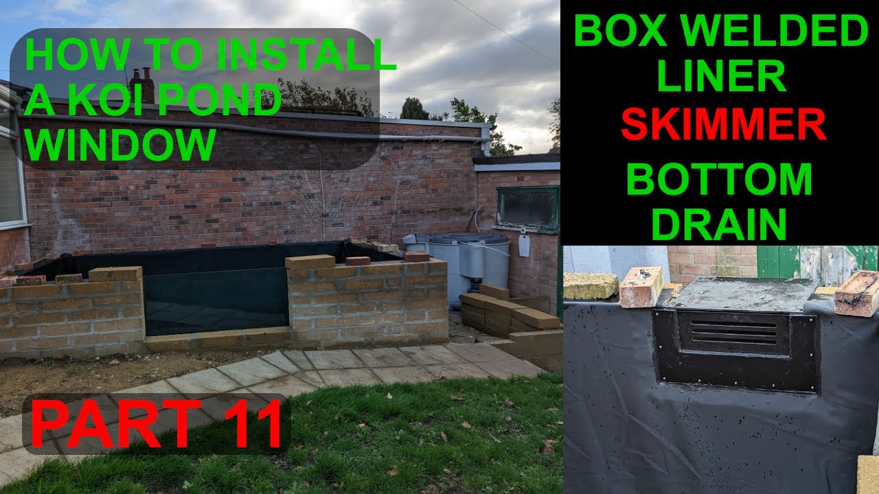 How to Install a Koi Pond Window, Bottom drain and skimmer to a Box Welded Liner - Part 11