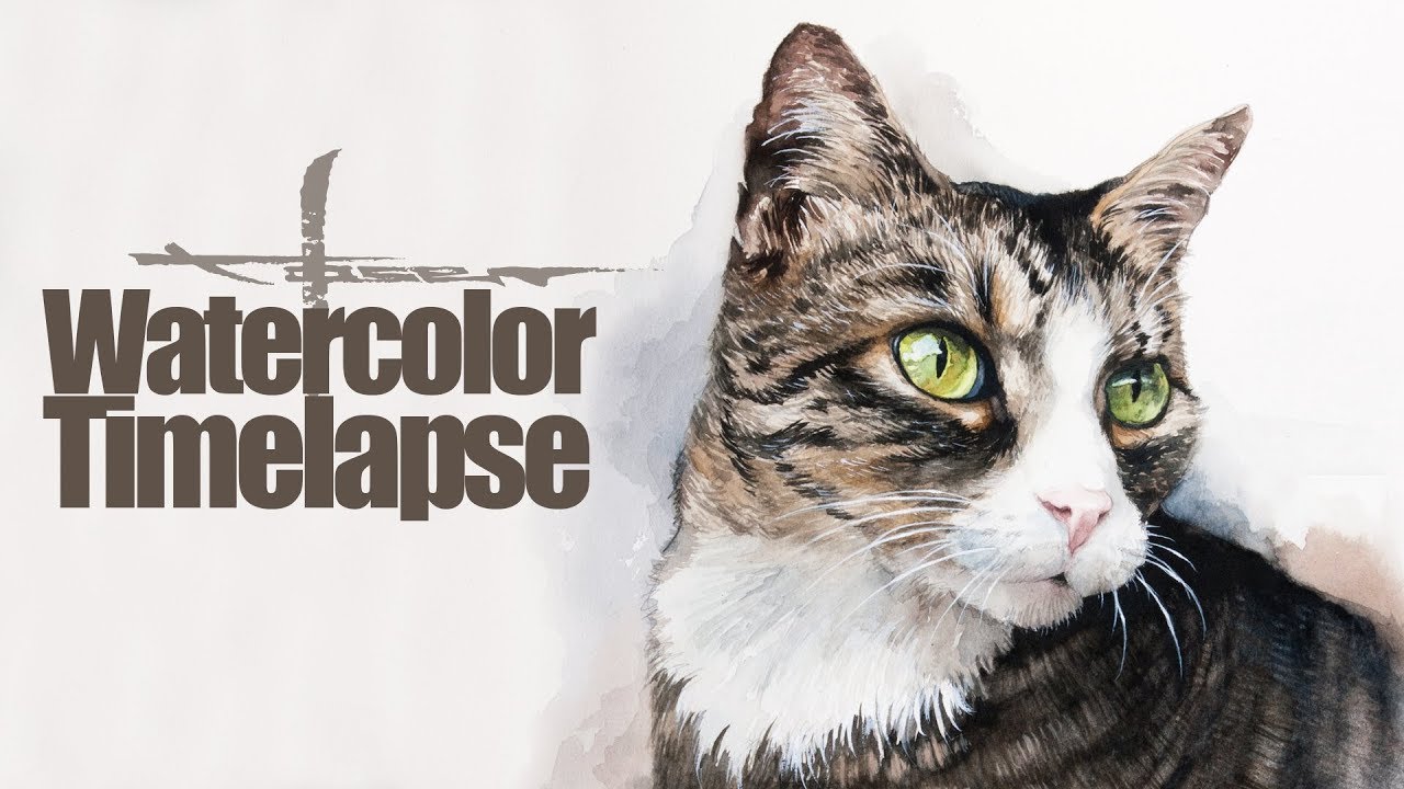 Watercolor [Timelapse] by Max Moser - Cat Portrait
