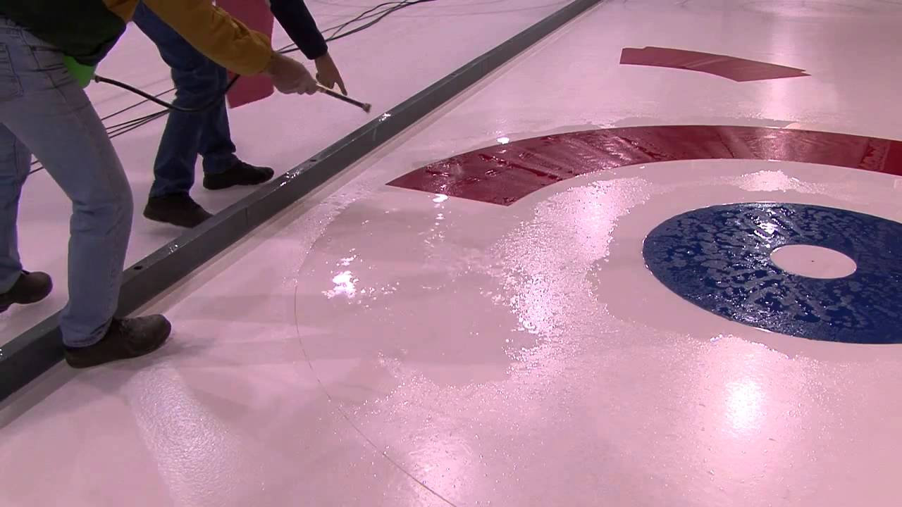 Installation of Curling Ice Mesh Circles -Thompson Rink Equipment