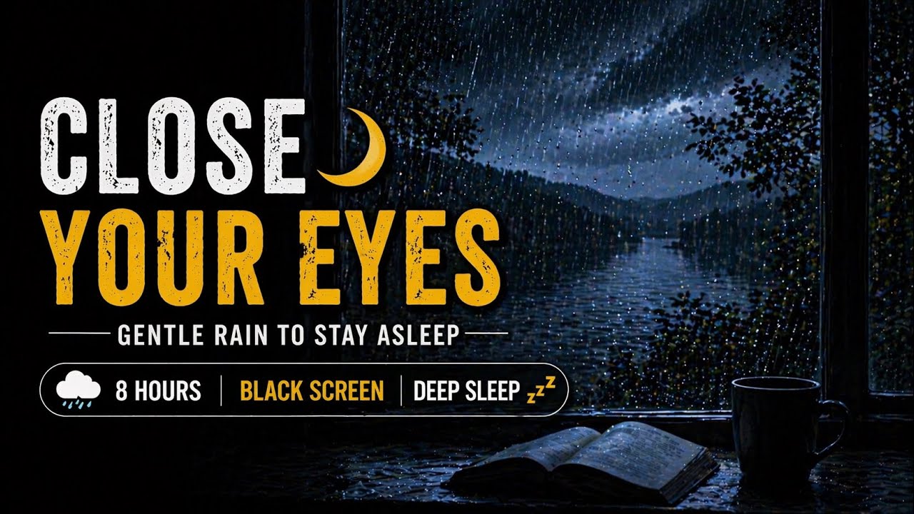 Close Your Eyes 🌙 | Gentle Rain to Stay Asleep | 8 Hours | Black Screen