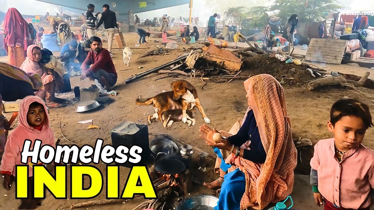 Delhi Homeless Winter Life Under Flyover 🇮🇳 Real India Silent Documentary | 4K HDR Walk