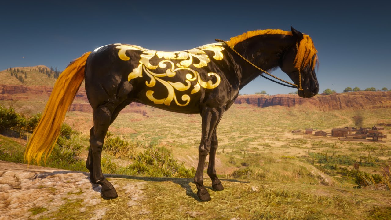 John Marston Tames Egyptian Coated Horse Horse Near River in Armadillo