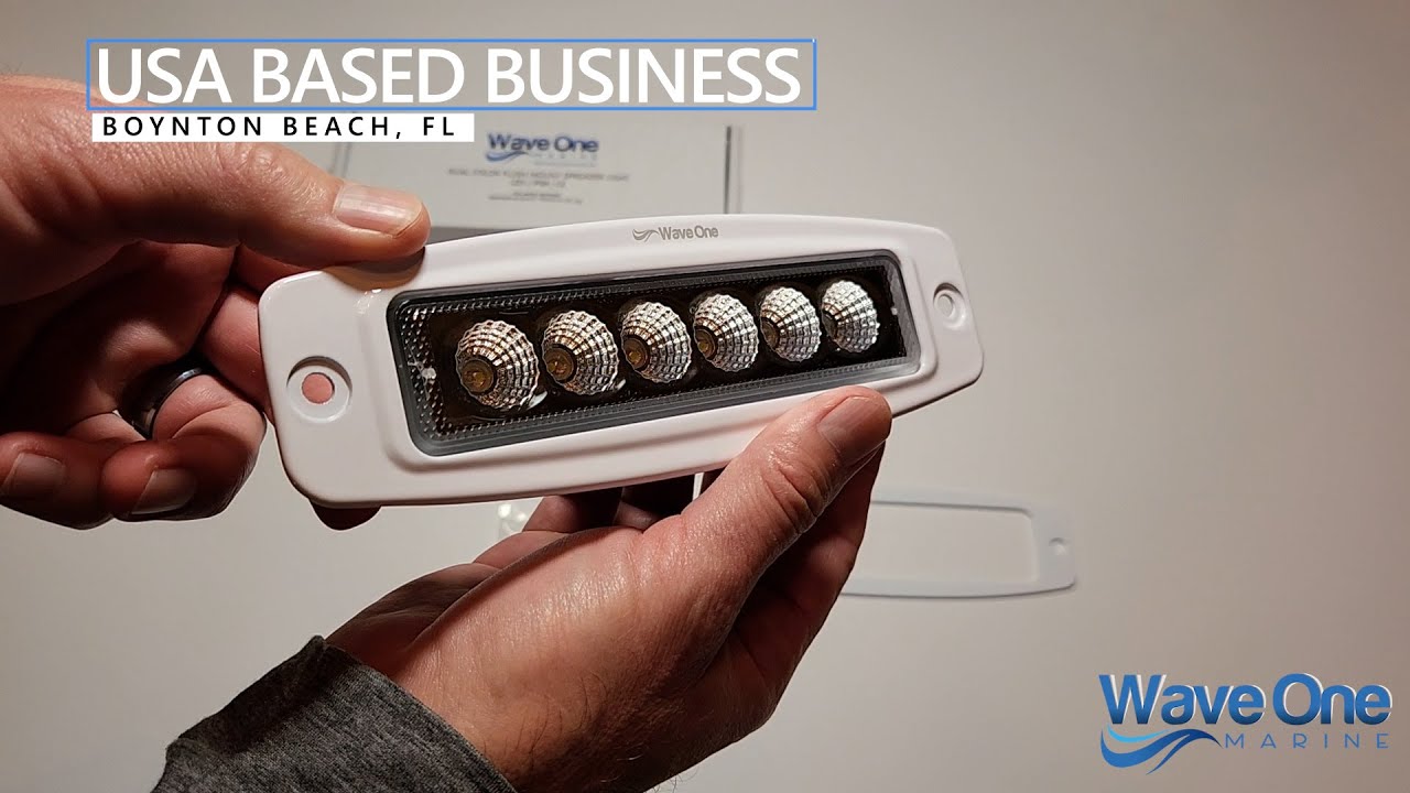 Wave One Marine | DUAL COLOR LED Flush Mount Spreader Light | Boat Deck Flood | Stainless | IP68