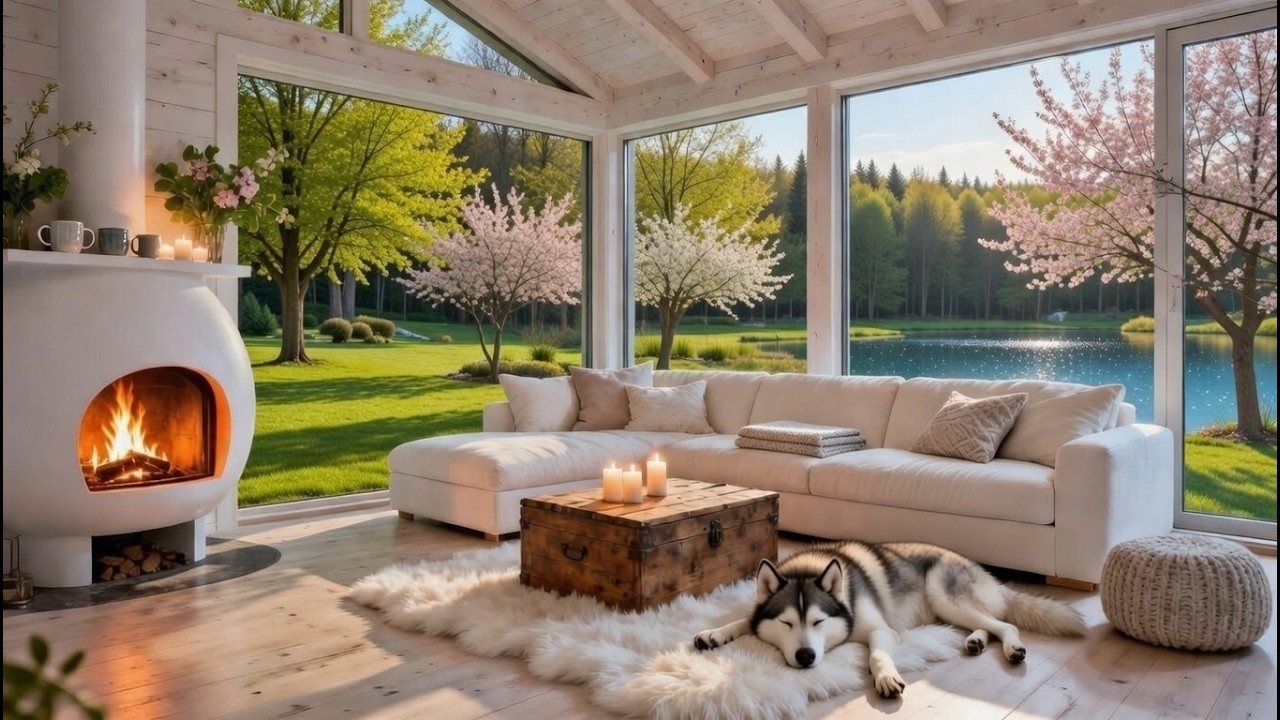 Peaceful Spring Retreat 🌸 Gentle Piano, Cozy Cabin & Calm Lake Ambience