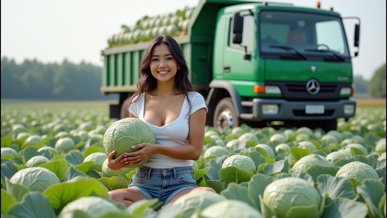 Use Truck To Harvesting 1000+ Cabbage Goes To Market Sell, Cooking - Farm Life