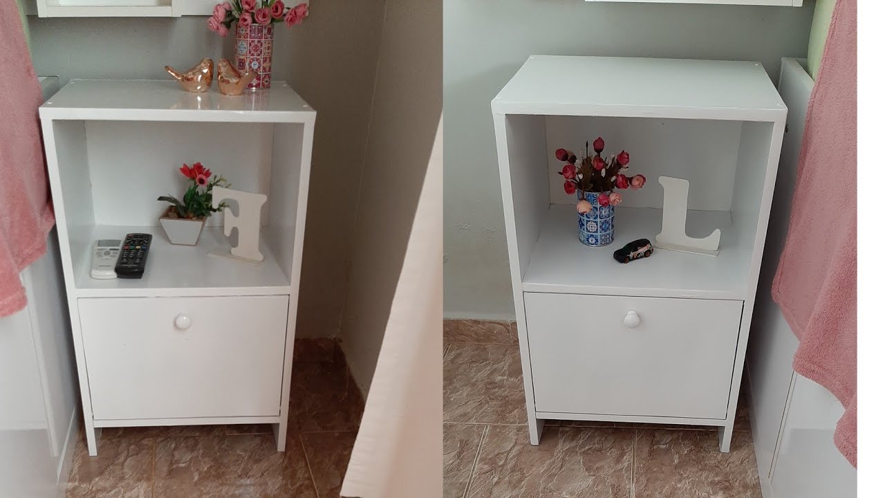 Mesa de Cabeceira feito com porta de Guarda  Roupa do Lixo.