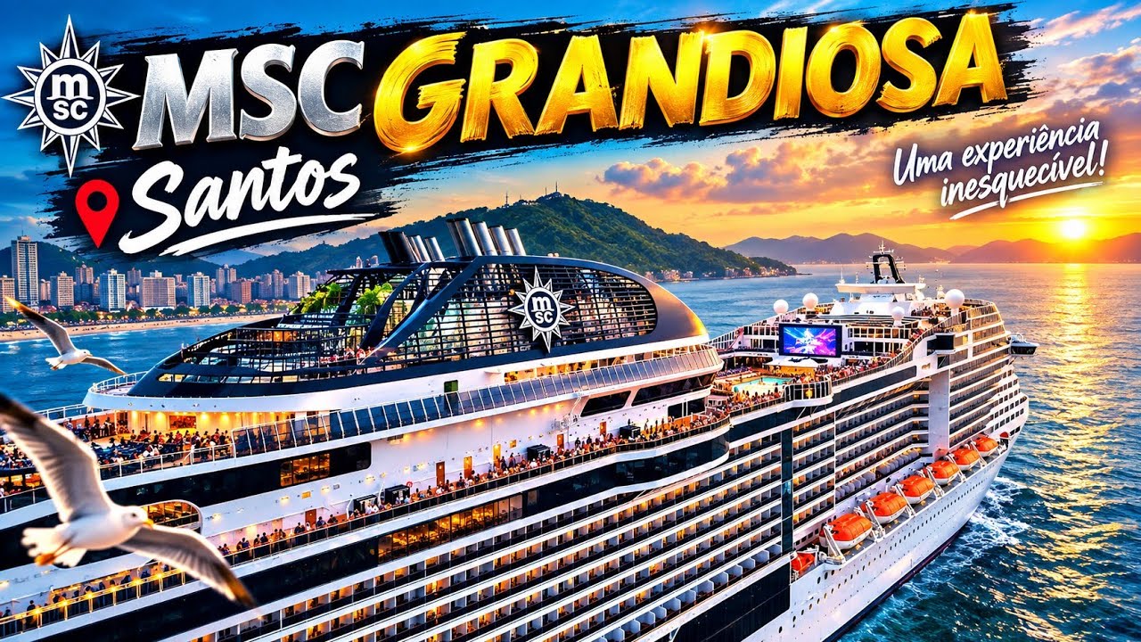 MSC GRANDIOSA navio cruzeiro  navio Santos Salvador Buzios @cruzeiros2025  maior #drone #ship