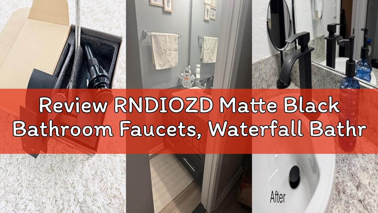 Review RNDIOZD Matte Black Bathroom Faucets, Waterfall Bathroom Sink Faucet Modern Single Handle Bat